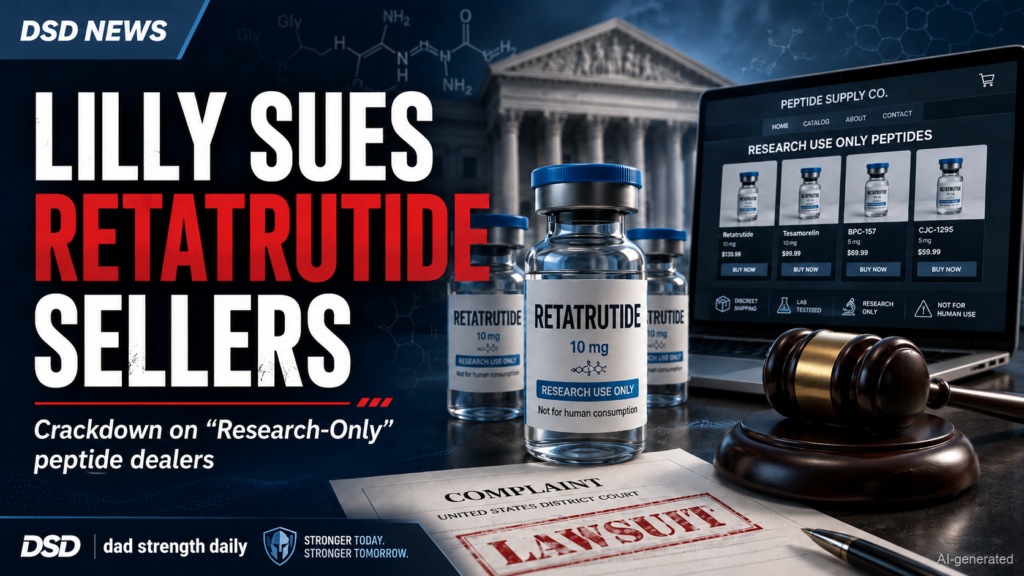 Eli Lilly lawsuit over research-use-only retatrutide vials sold by peptide websites