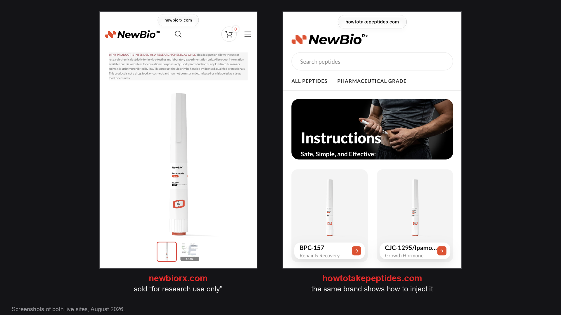 Sam Sulek’s NewBioRx Sells “Research Only” Retatrutide. A NewBioRx-Branded Site Showed You How to Inject It, Until This Weekend.